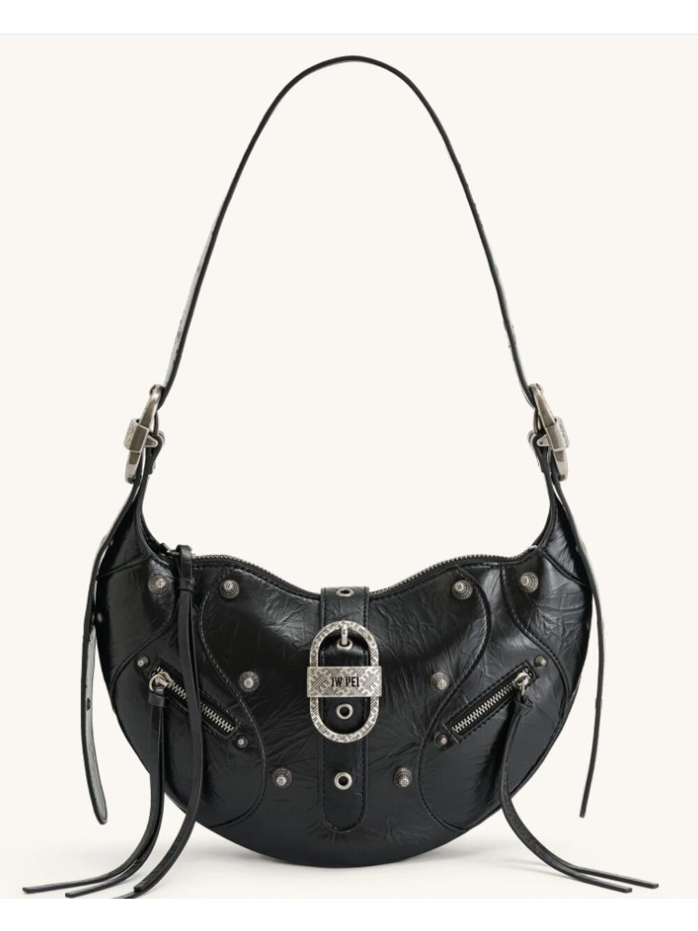 NEW JW PEI Black Studded Tessa Shoulder Bag Vegan Leather Y2K